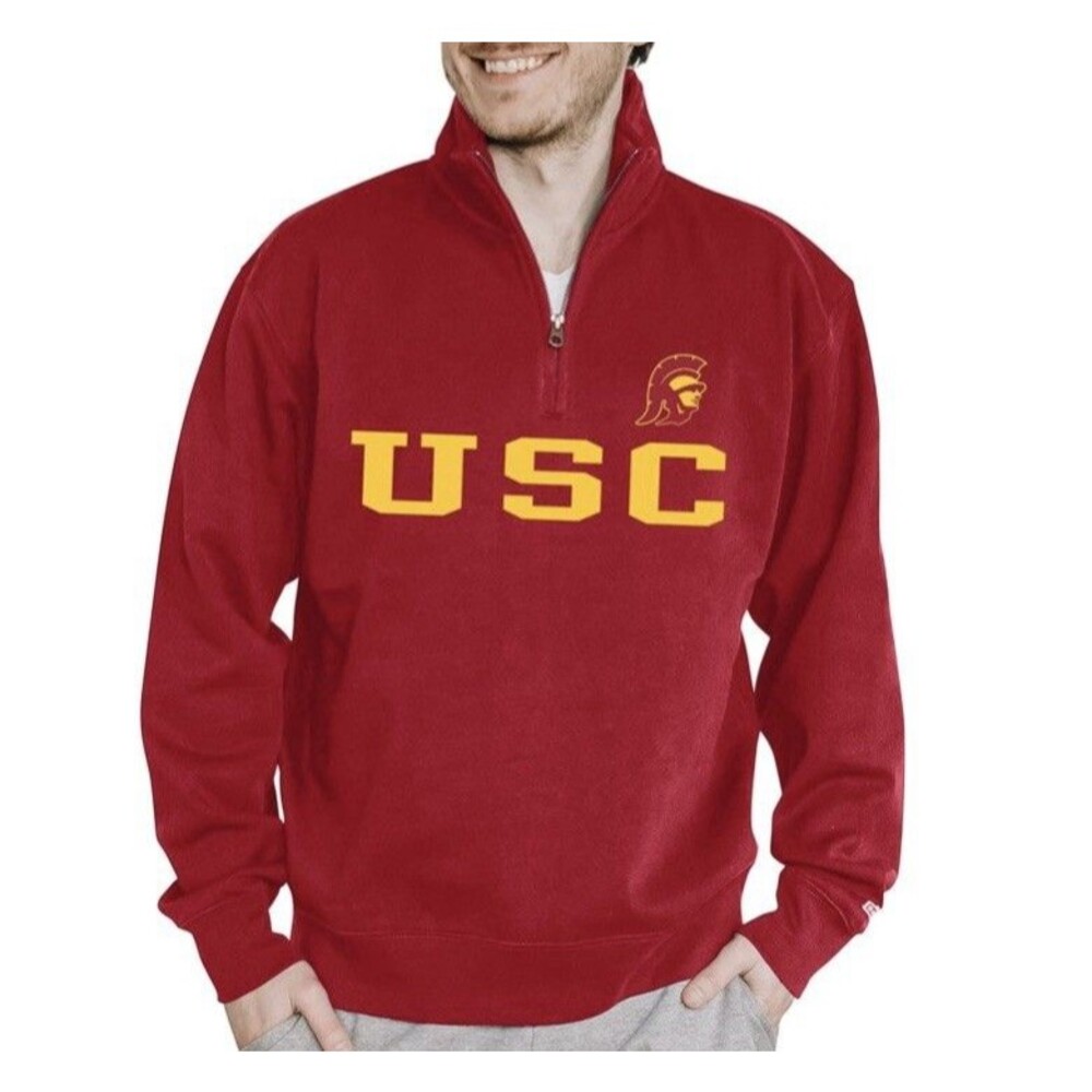 College USC Trojans Blue 84 Maroon & Gold Quarter Zip Sweatshirt Men’s XL
